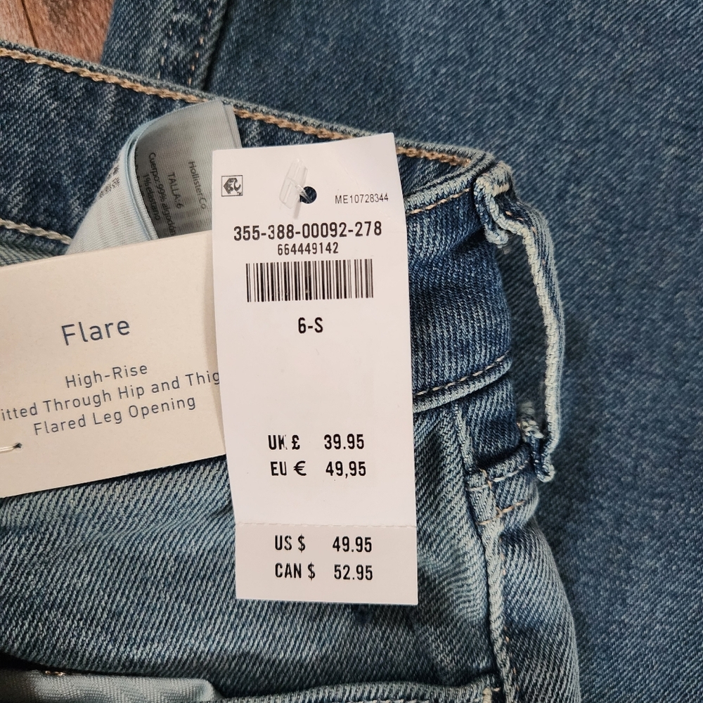 NWT Hollister High-Rise Medium Wash Flare Jeans – Size 6 Short (28W, 30” Inseam) - Picture 8 of 10